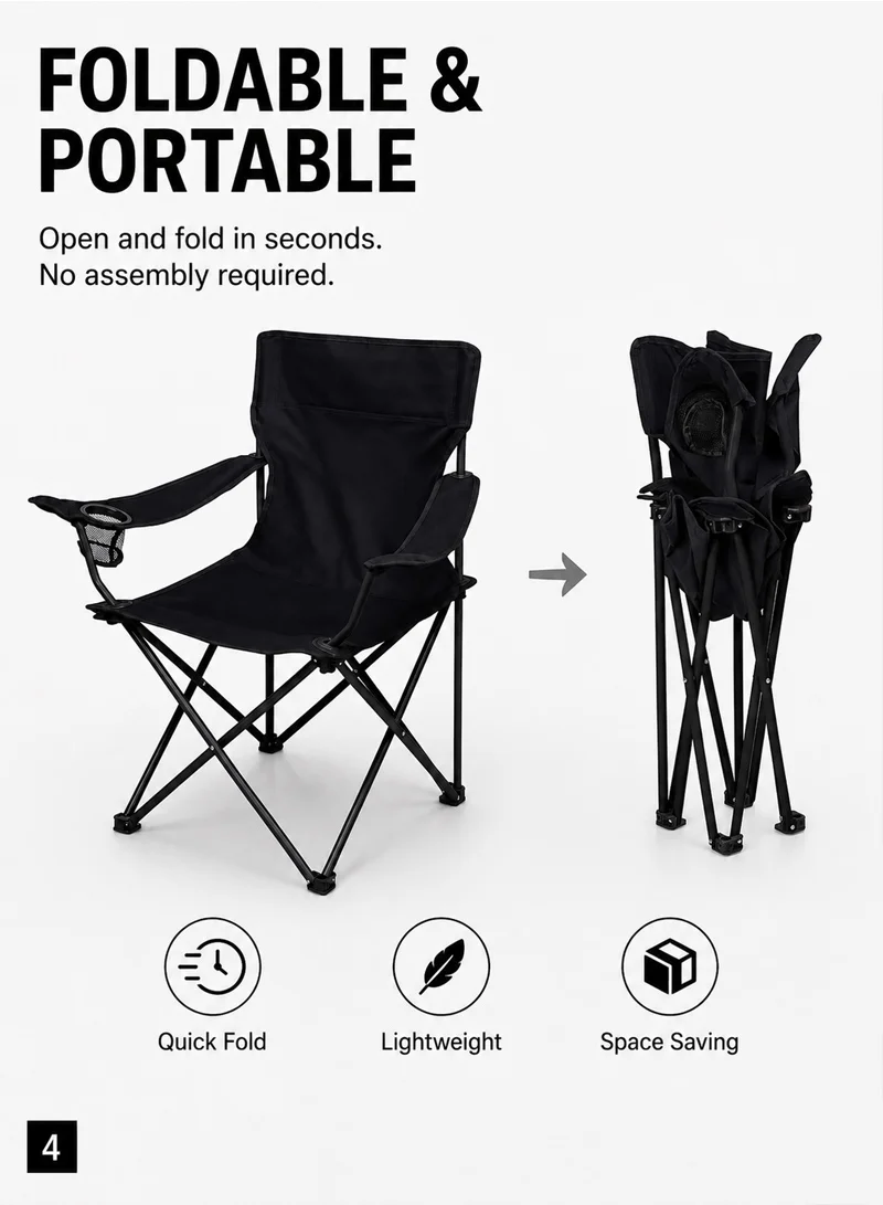 Portable Lightweight Outdoor Camping Chair with Cup Holder, Foldable Outdoor Activity Chair - B β photo 5