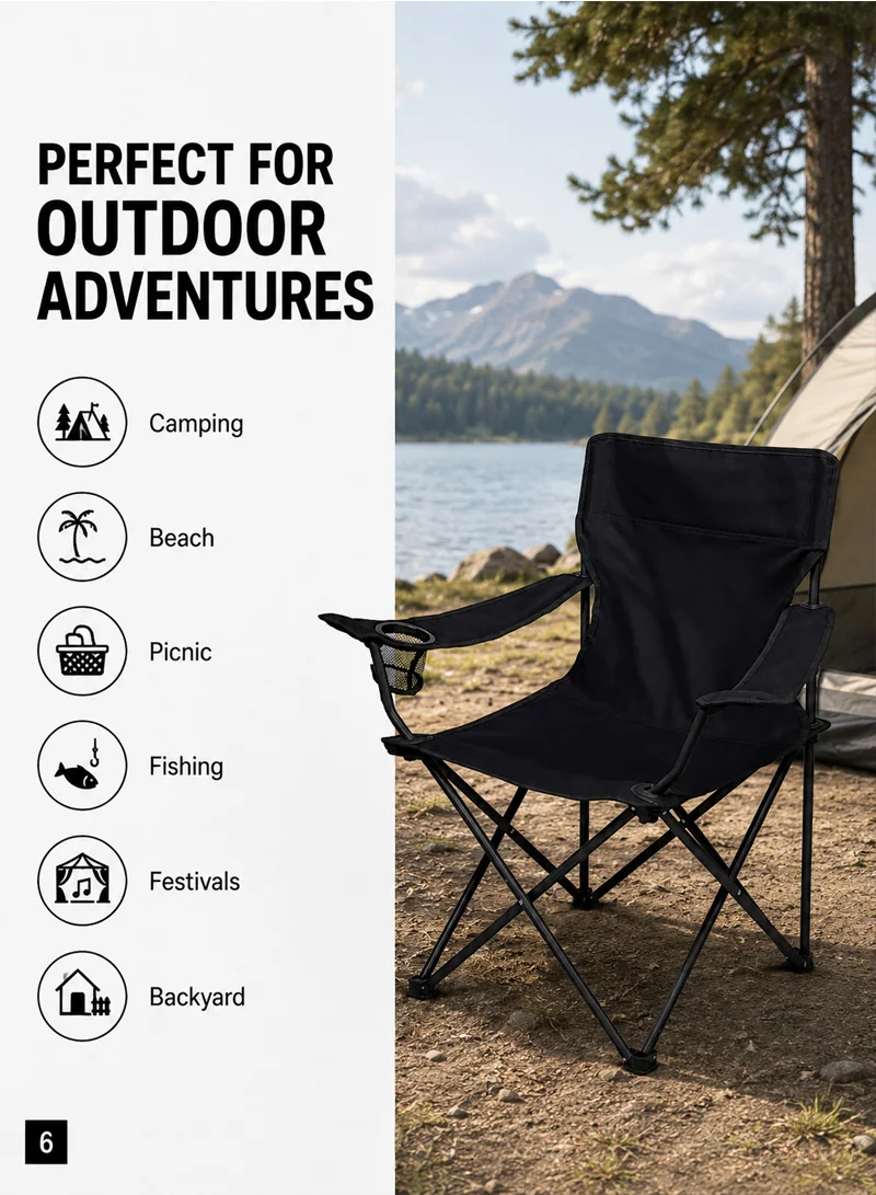 Portable Lightweight Outdoor Camping Chair with Cup Holder, Foldable Outdoor Activity Chair - B β photo 7