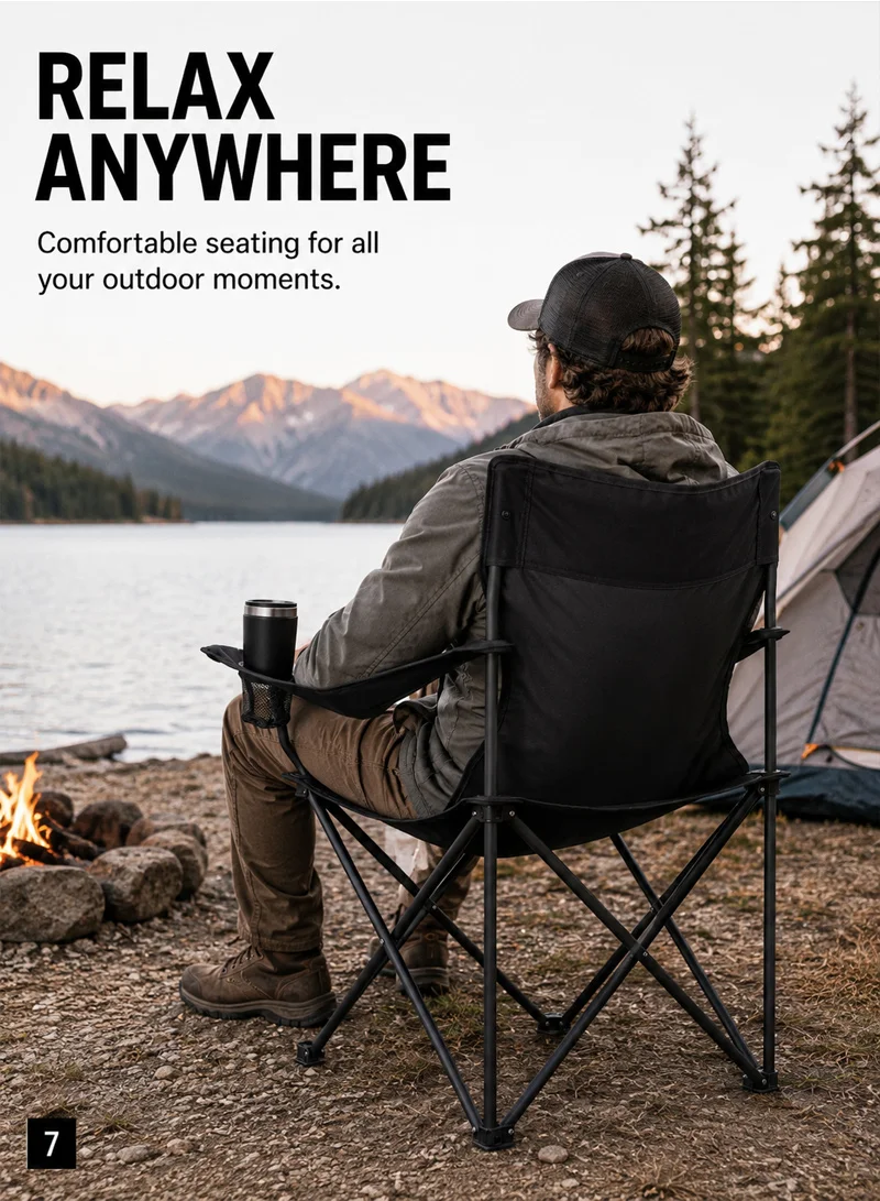 Portable Lightweight Outdoor Camping Chair with Cup Holder, Foldable Outdoor Activity Chair - B β photo 8