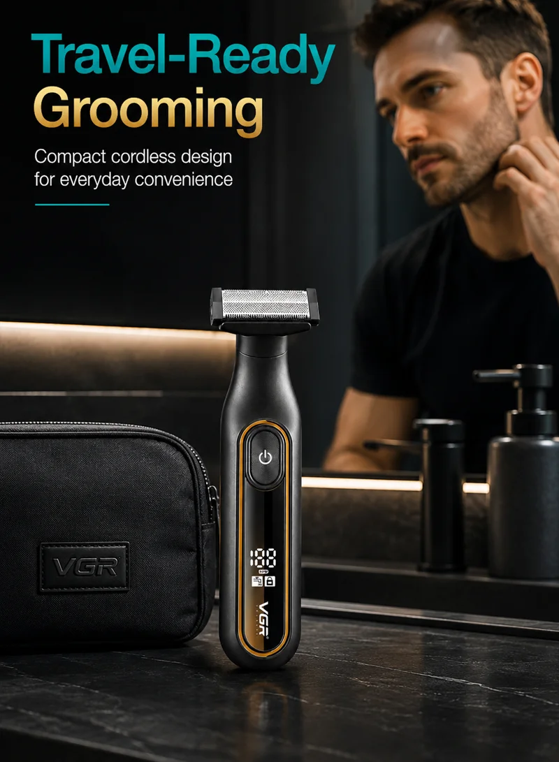 Dual-Sided Rechargeable Waterproof Shaver with Adjustable Guide Combs & LED Display - Black & G β photo 3
