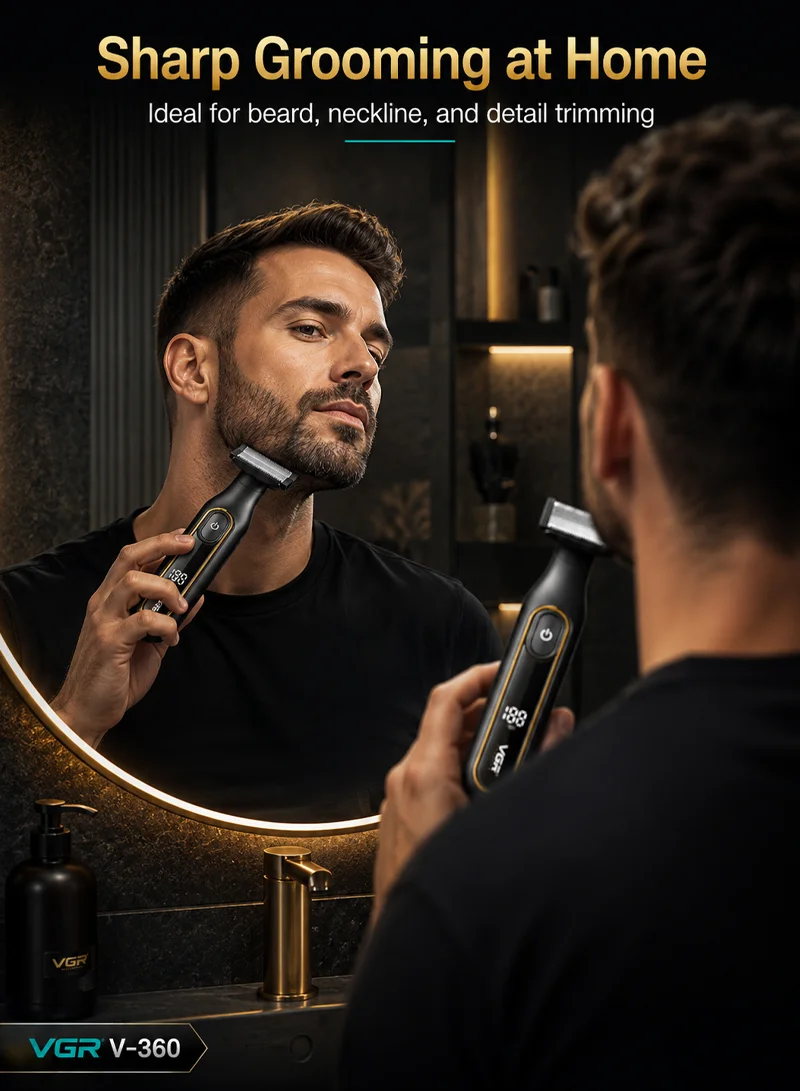 Dual-Sided Rechargeable Waterproof Shaver with Adjustable Guide Combs & LED Display - Black & G β photo 6