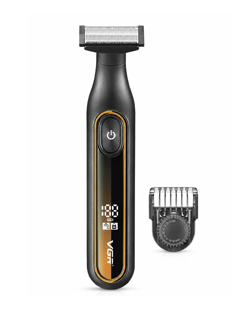 Dual-Sided Rechargeable Waterproof Shaver with Adjustable Guide Combs & LED Display - Black & G