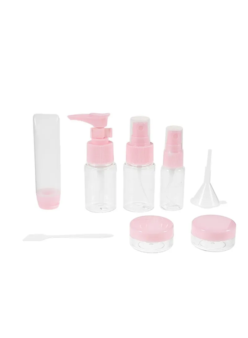 9Pcs/Set Portable PET Travel Bottles Containers Travel Bottle Set - Pink β photo 9