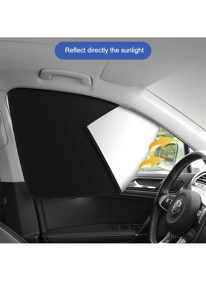 Car Front Side Window Sun Shade UV Protection Polyester Magnetic Car Sunshade Curtain β photo 3