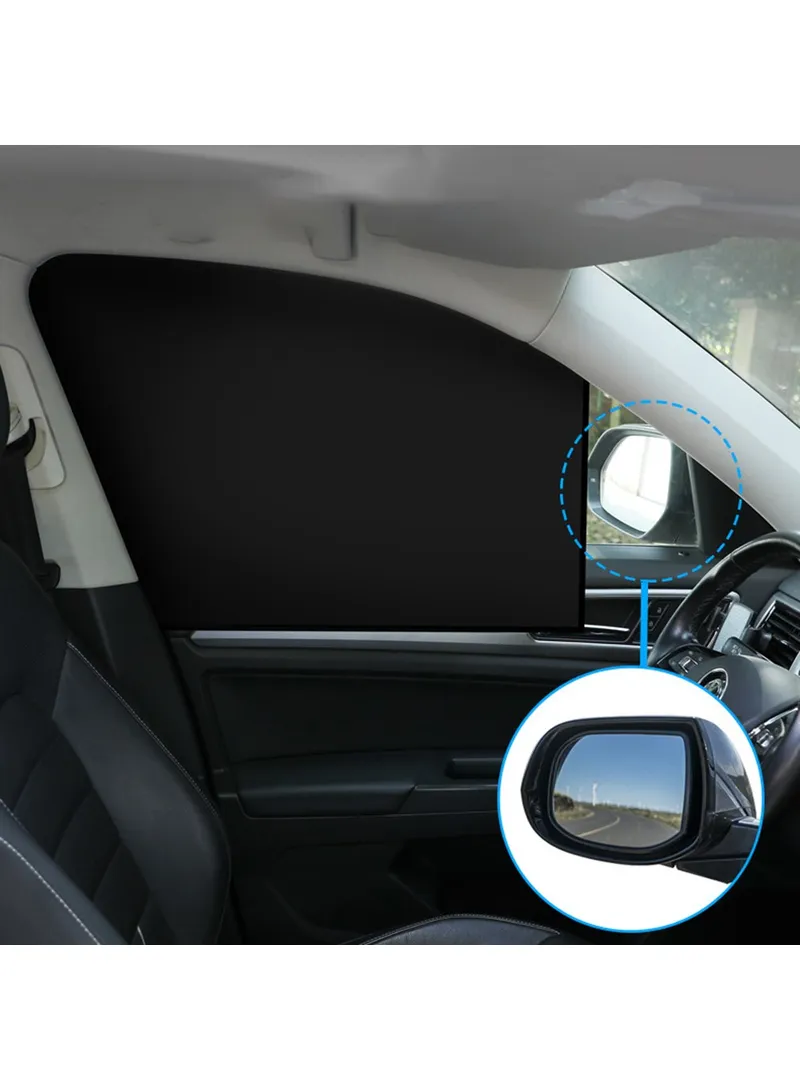 Car Front Side Window Sun Shade UV Protection Polyester Magnetic Car Sunshade Curtain β photo 5
