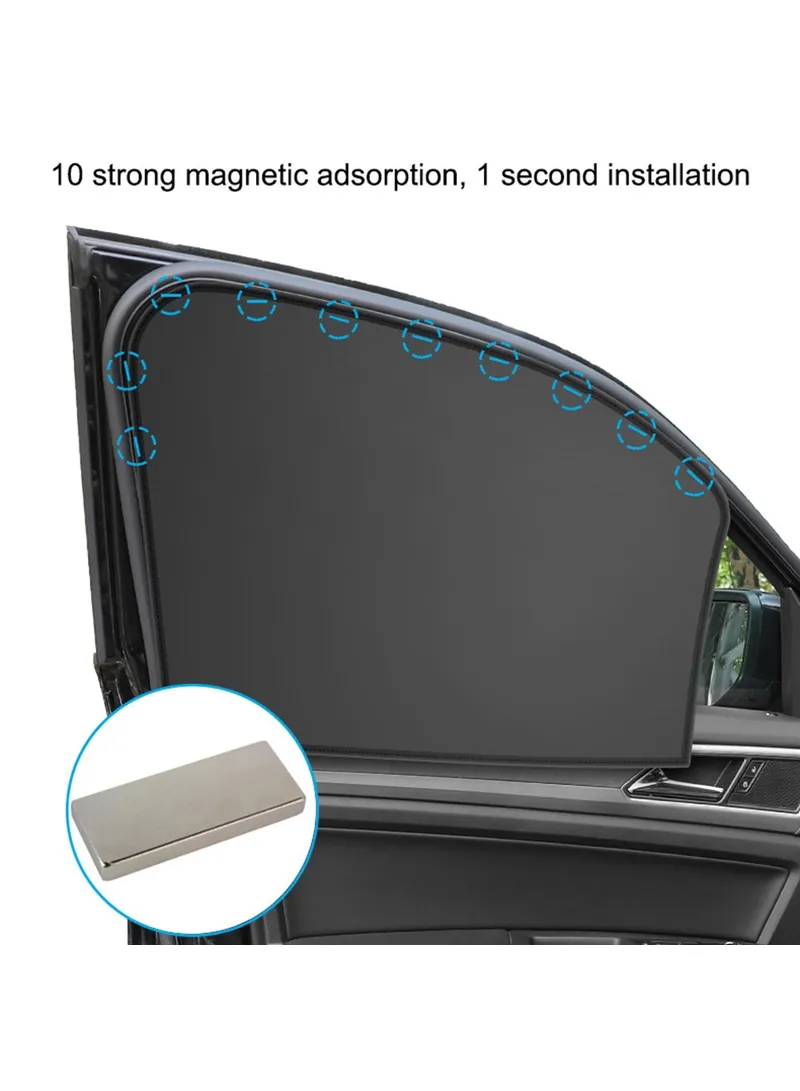 Car Front Side Window Sun Shade UV Protection Polyester Magnetic Car Sunshade Curtain β photo 6