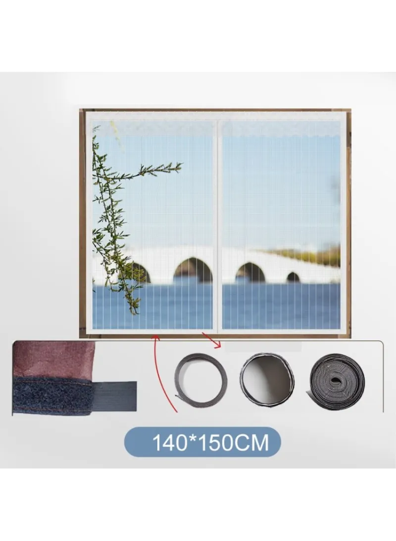 140x150cm Magnetic Window Screen Mesh Curtain Screen Invisible Gauze Window - White