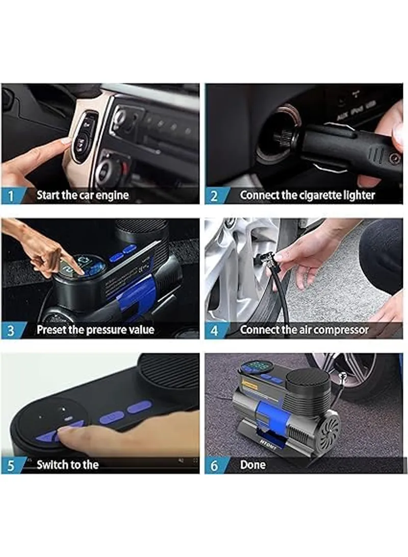 Car Air Pump With 3 Nozzles & LED Lighting β photo 5