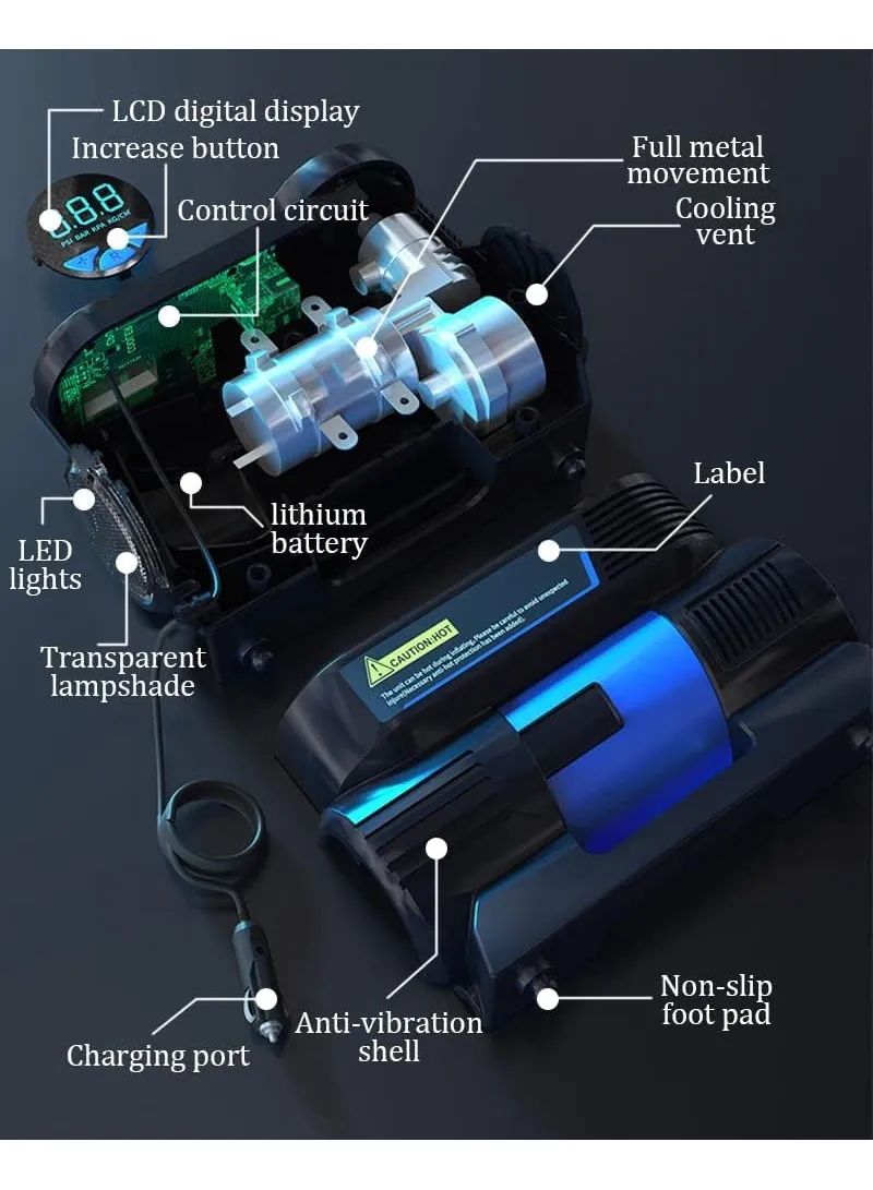 Car Air Pump With 3 Nozzles & LED Lighting β photo 9