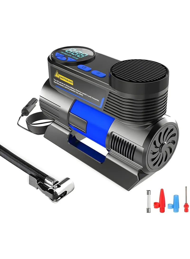 Car Air Pump With 3 Nozzles & LED Lighting