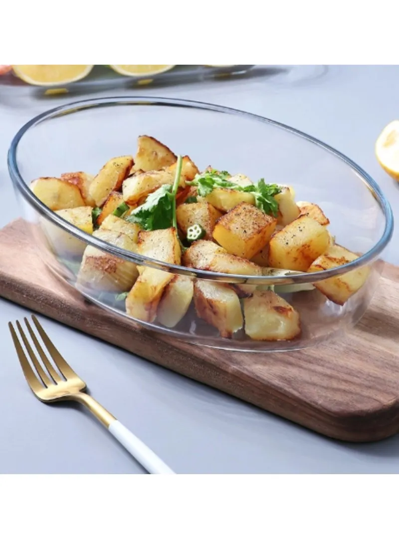 //3L Multifunctional Transparent Oval Borosilicate Glass Trays Set for Baking & Serving — photo 6