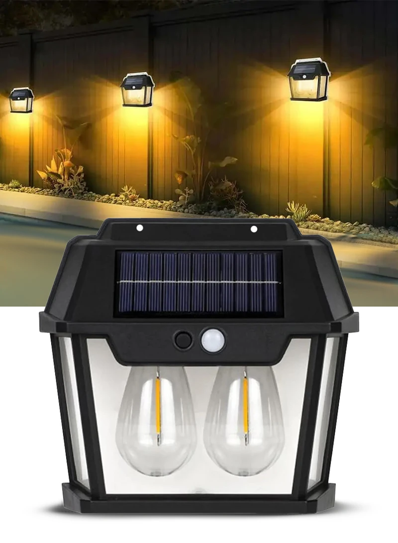 1800mAh Solar Wall Light with Motion Sensor, Warm Light, Waterproof Design & 2 LEDs HW