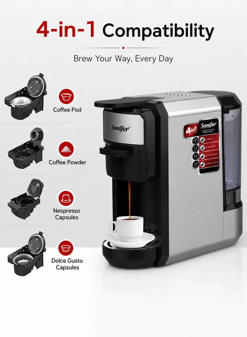 600ml 4-in-1 Automatic Coffee Machine, 19-Bar High-Pressure Multifunctional Capsule Coffee Mach β photo 2