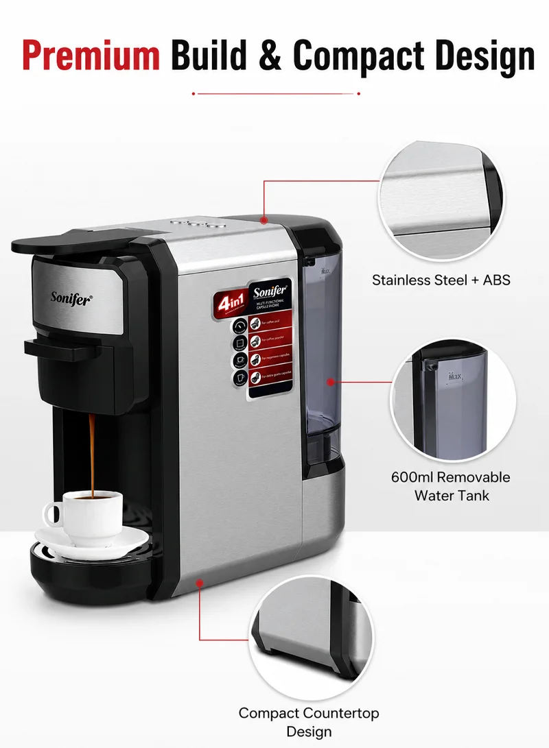 600ml 4-in-1 Automatic Coffee Machine, 19-Bar High-Pressure Multifunctional Capsule Coffee Mach — photo 5