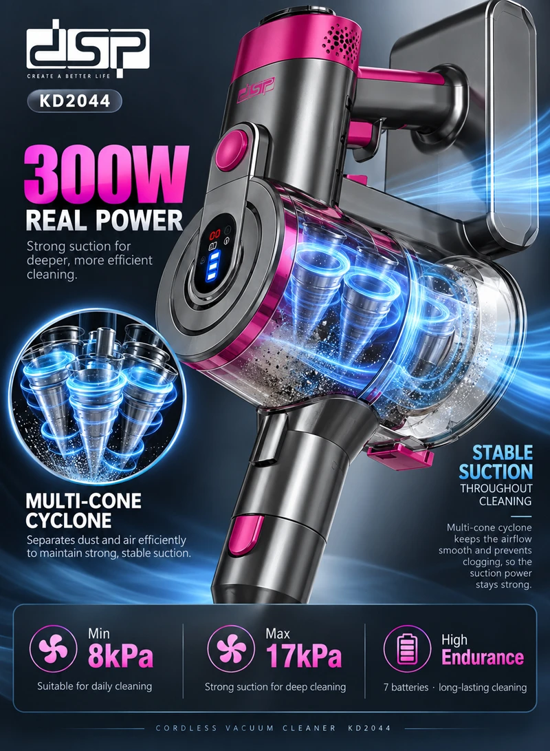 2200mAh*7 Cordless Vacuum Cleaner Adjustable Telescopic Tube With Dust Capacity — photo 4