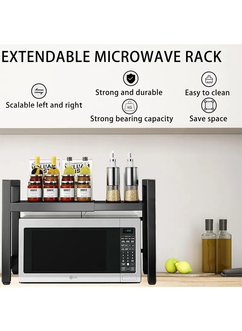 Extendable 2 Tier Elegant & Easy To Assemble Microwave Organization Rack For Kitchen - Black — photo 3
