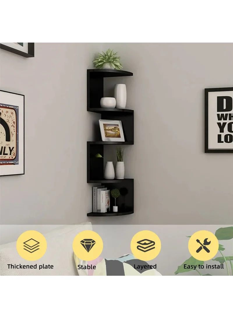 5-Layer Wall Corner Bookshelf Storage Rack Potted Plant Holder Photo Frame Display Stand - Waln — photo 3