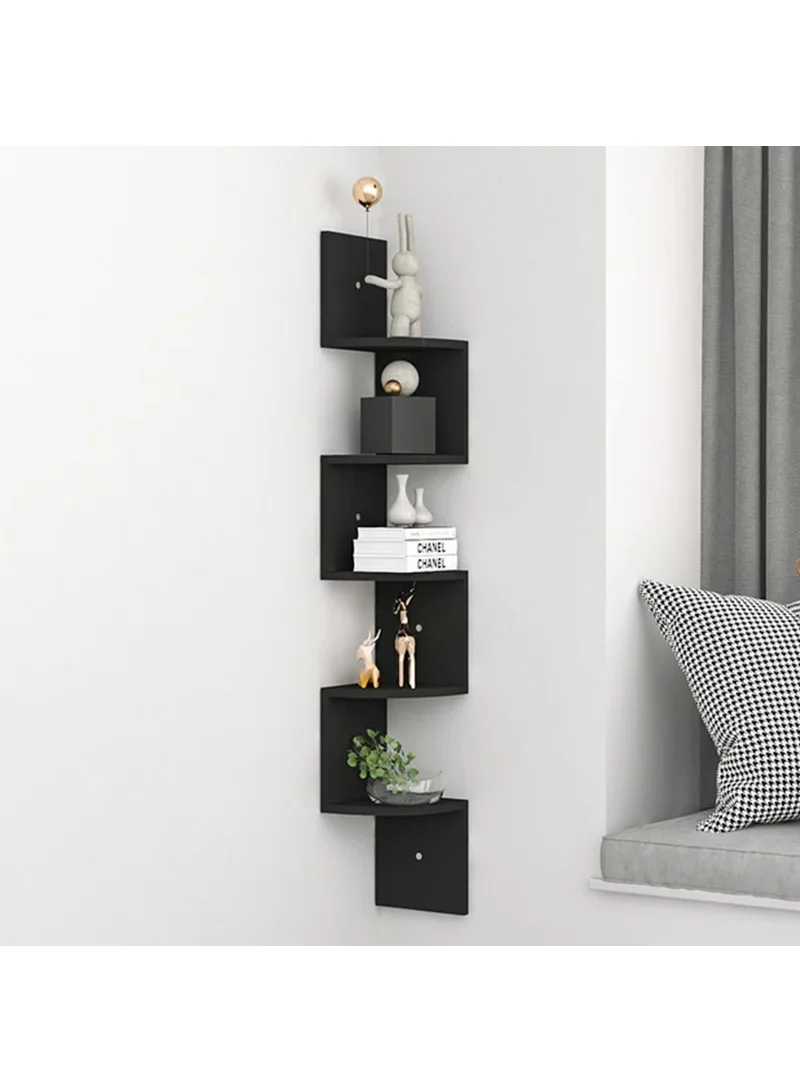 5-Layer Wall Corner Bookshelf Storage Rack Potted Plant Holder Photo Frame Display Stand - Waln β photo 4