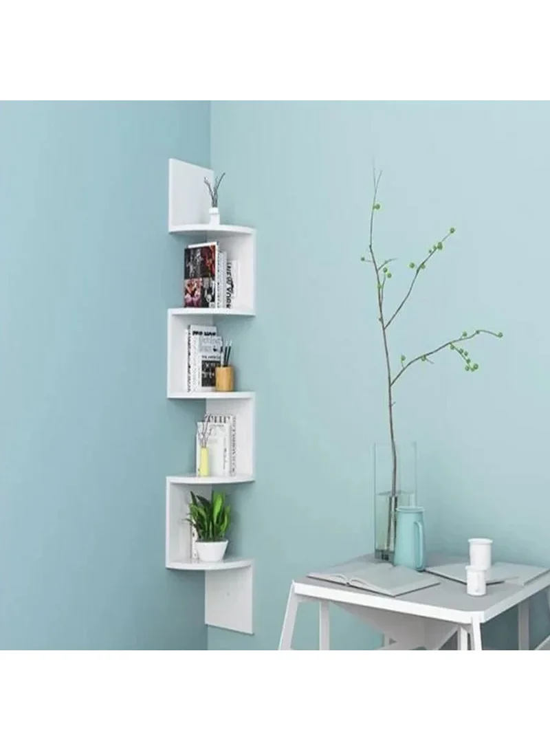 5-Layer Wall Corner Bookshelf Storage Rack Potted Plant Holder Photo Frame Display Stand - Waln β photo 6