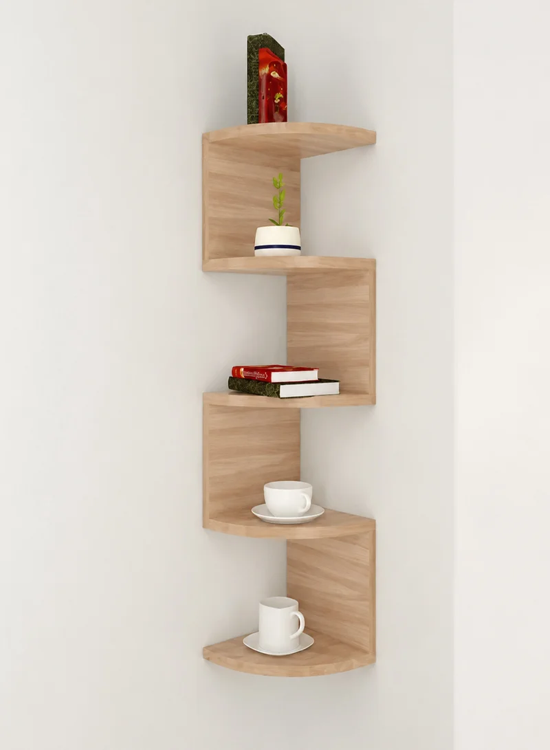 5-Layer Wall Corner Bookshelf Storage Rack Potted Plant Holder Photo Frame Display Stand - Waln
