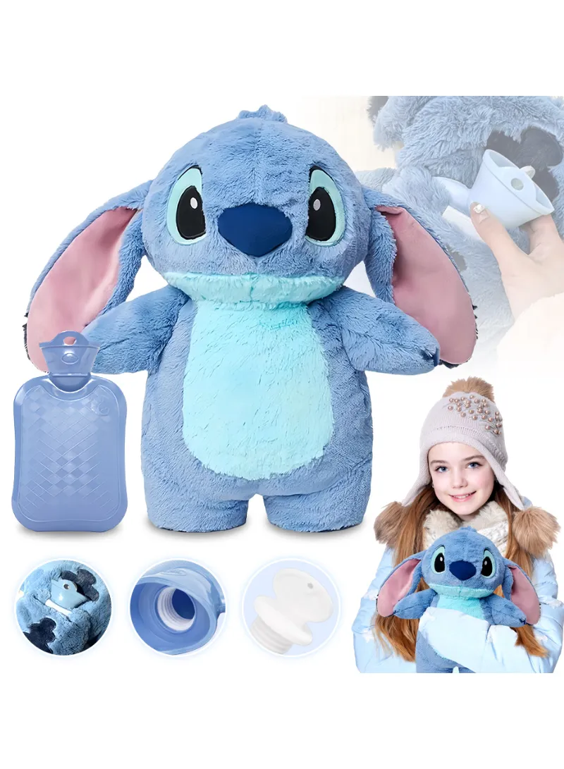500ml Cartoon Plush Toy Hand Warmer Winter Water-Filled Hot Water Bottle - Blue