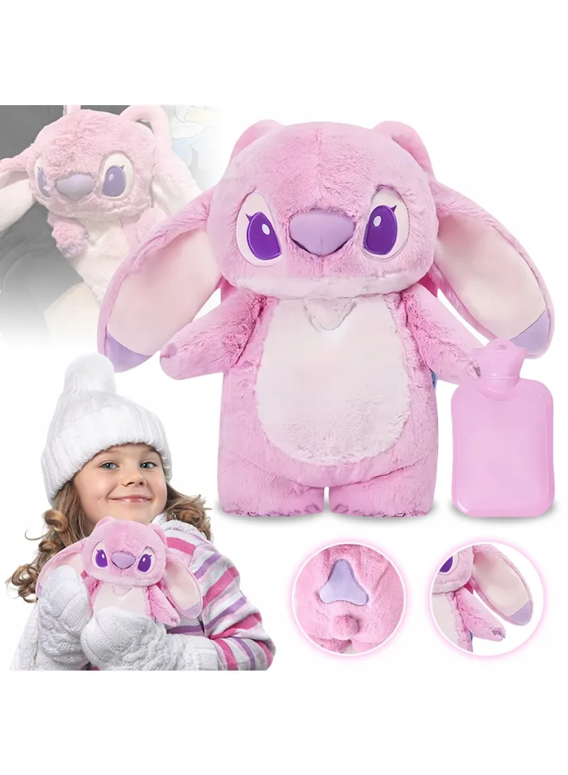500ml Cartoon Plush Toy Hand Warmer Winter Water-Filled Hot Water Bottle - Pink — photo 3