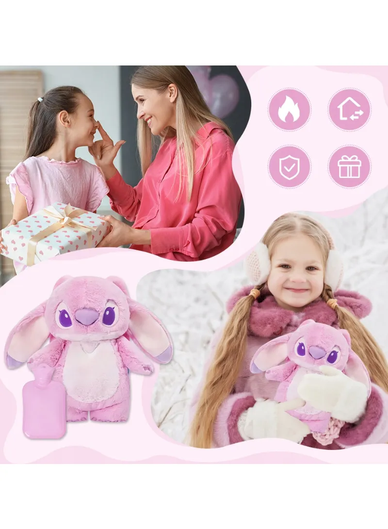 500ml Cartoon Plush Toy Hand Warmer Winter Water-Filled Hot Water Bottle - Pink β photo 4