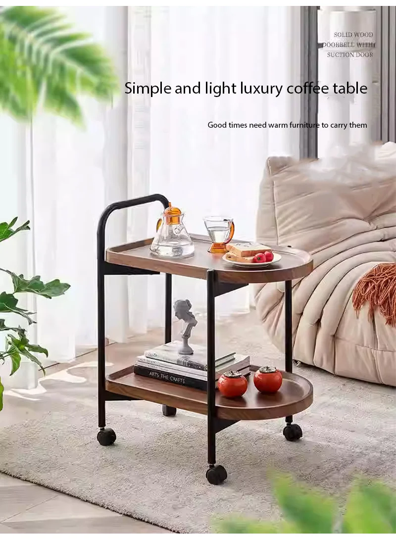 2-Layer Storage Table Carbon Steel, Lockable Wheels Durable & Stylish Design — photo 3