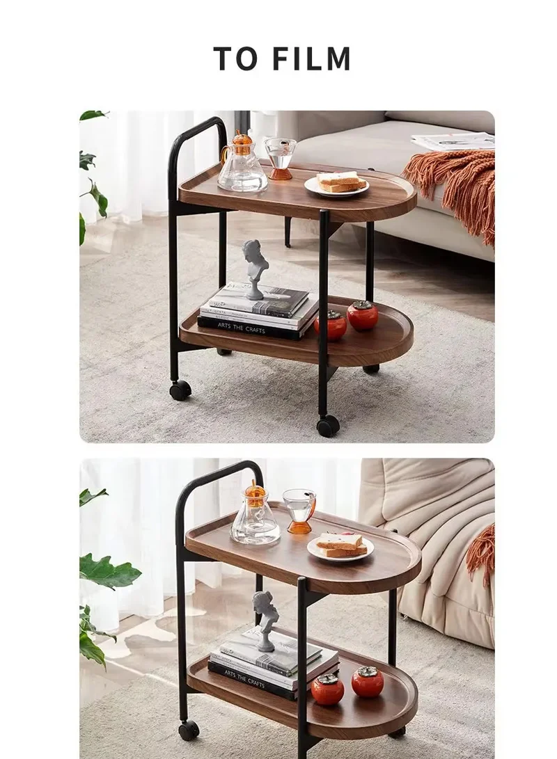 2-Layer Storage Table Carbon Steel, Lockable Wheels Durable & Stylish Design — photo 9
