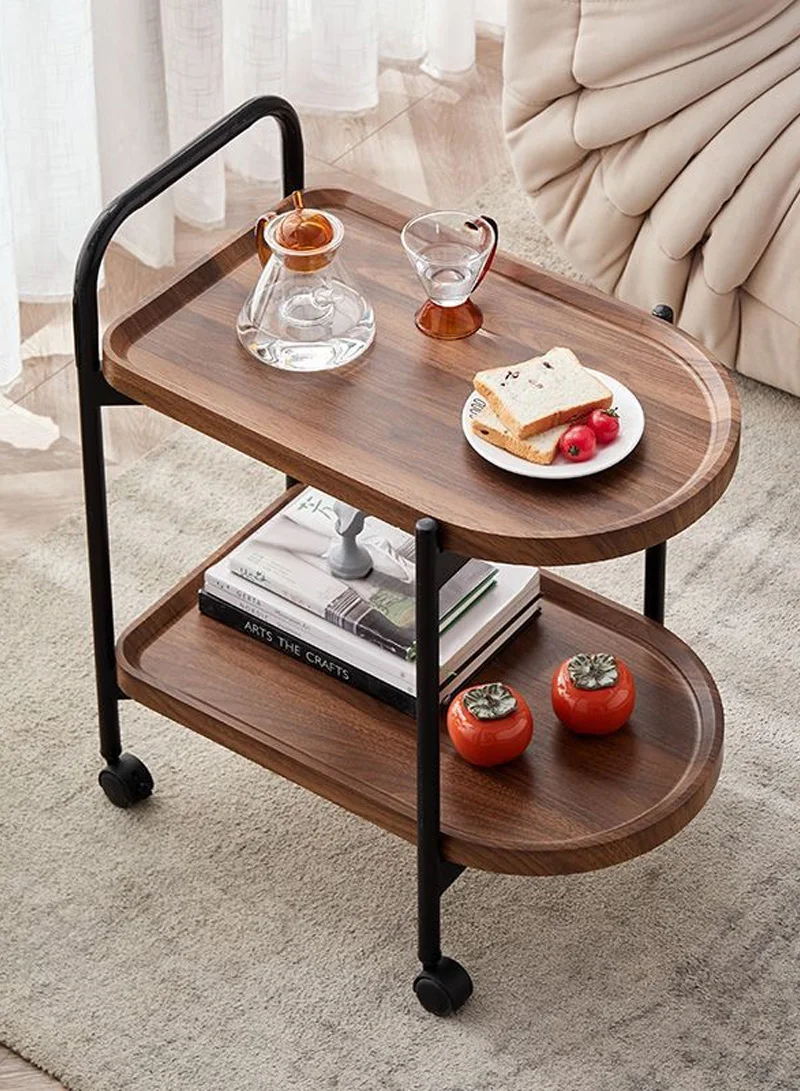2-Layer Storage Table Carbon Steel, Lockable Wheels Durable & Stylish Design