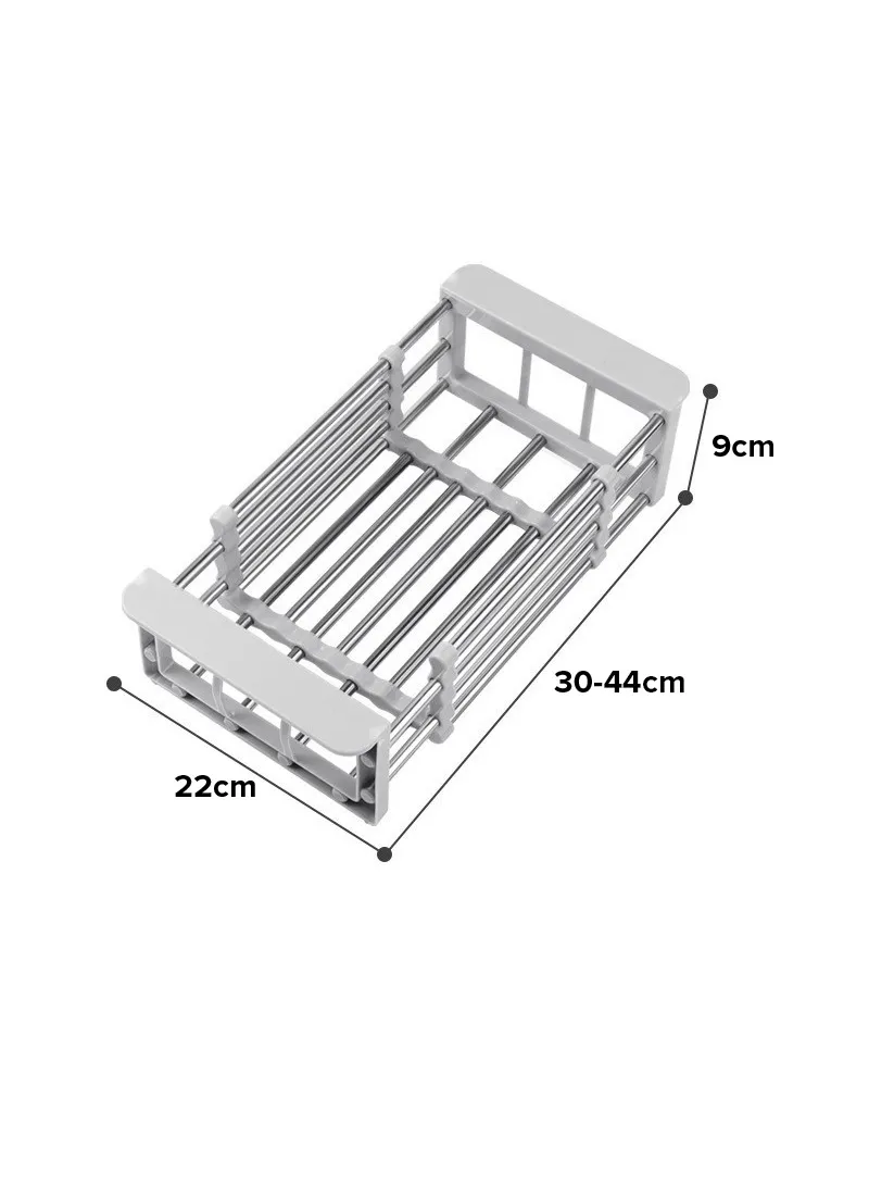 Stainless Steel Telescopic Fret Drying Rack, Organizer Rack for Utensils & Storage Kitchen, Ret β photo 2
