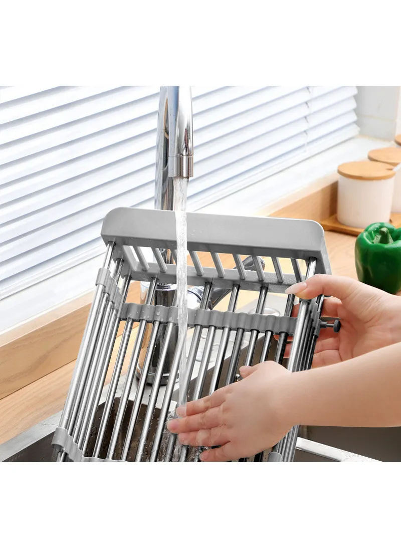 Stainless Steel Telescopic Fret Drying Rack, Organizer Rack for Utensils & Storage Kitchen, Ret — photo 7