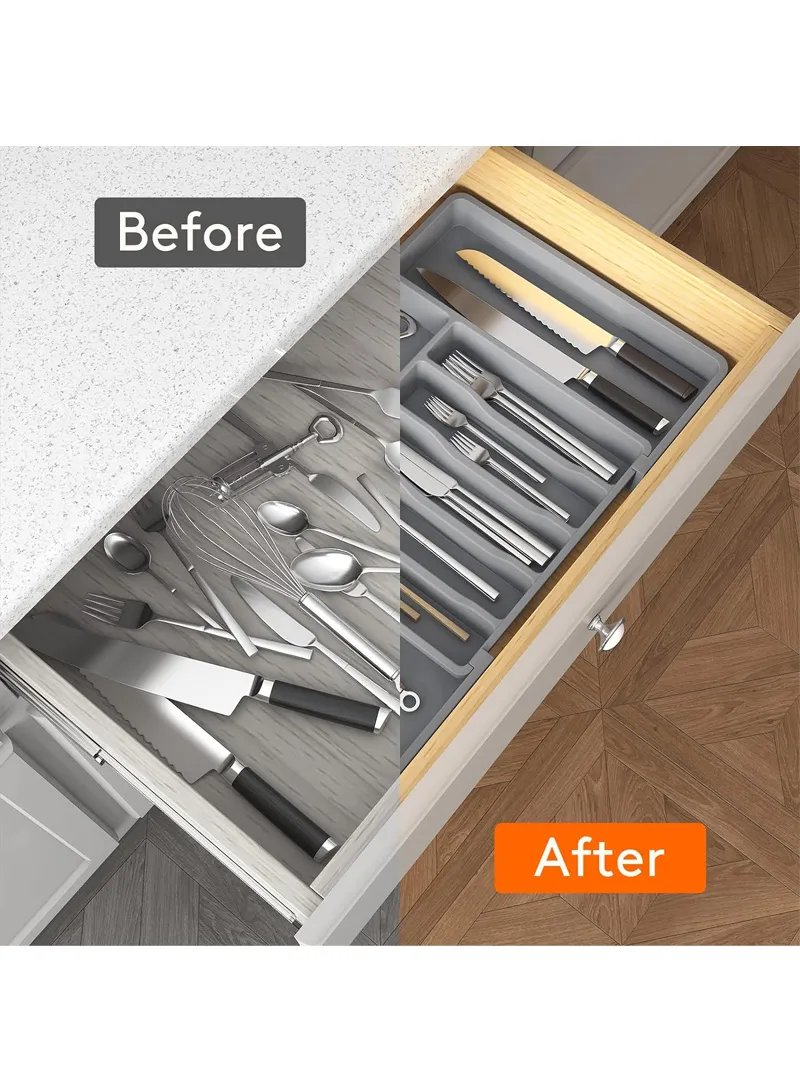 Drawer Organizer, Expandable Utensil Tray for Kitchen, BPA Free Flatware and Cutlery Holder, Ad β photo 5