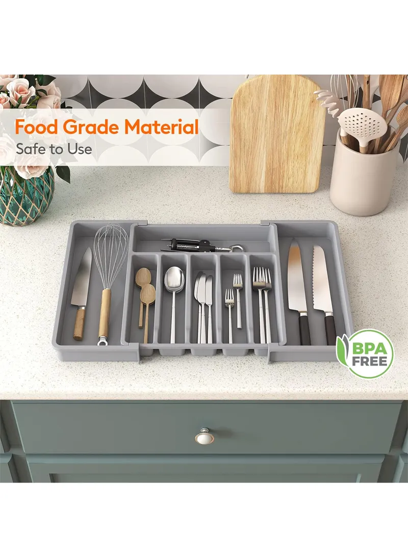 Drawer Organizer, Expandable Utensil Tray for Kitchen, BPA Free Flatware and Cutlery Holder, Ad β photo 7