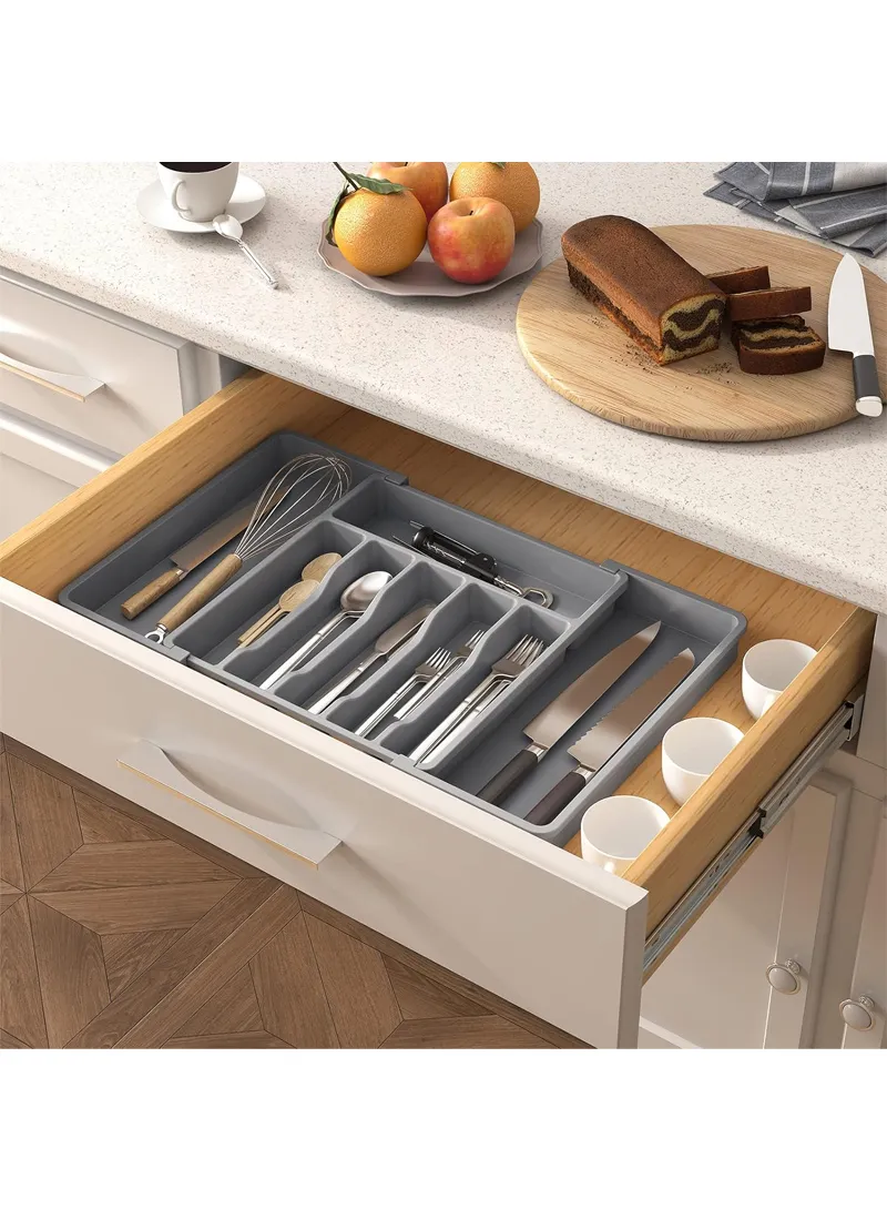 Drawer Organizer, Expandable Utensil Tray for Kitchen, BPA Free Flatware and Cutlery Holder, Ad β photo 8