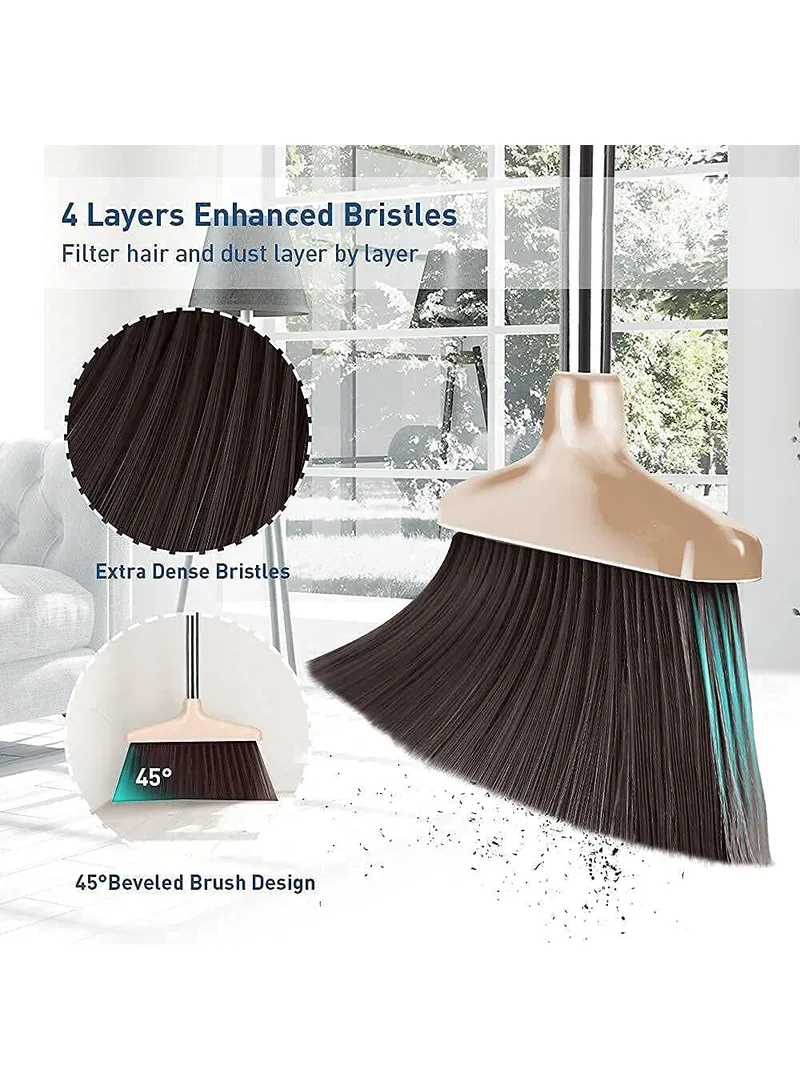 8-Section Handle Broom and Dustpan Set for Home Kitchen Office - Black / Orange — photo 8