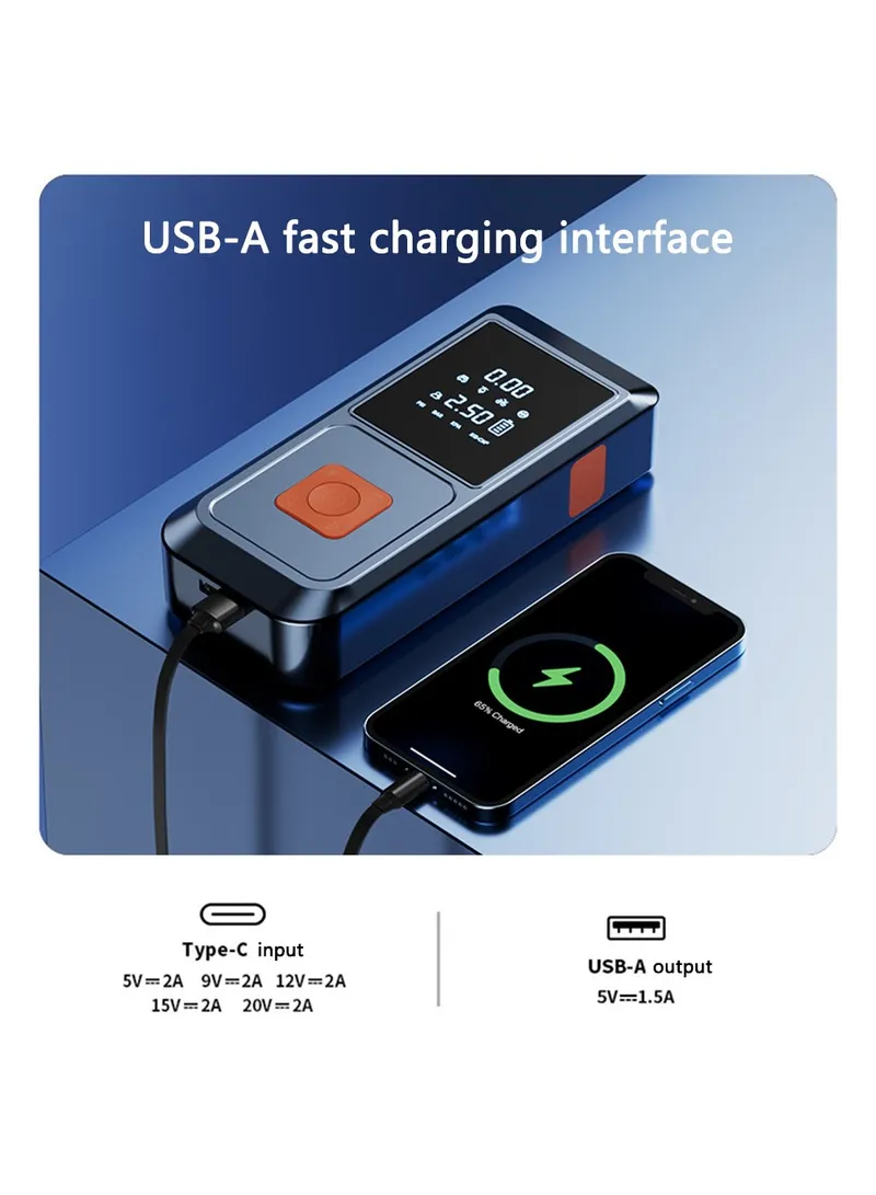 4-in-1 Portable Car Pump Inflator Emergency Jump Starter Power Bank with LED Light, Clmap β photo 5