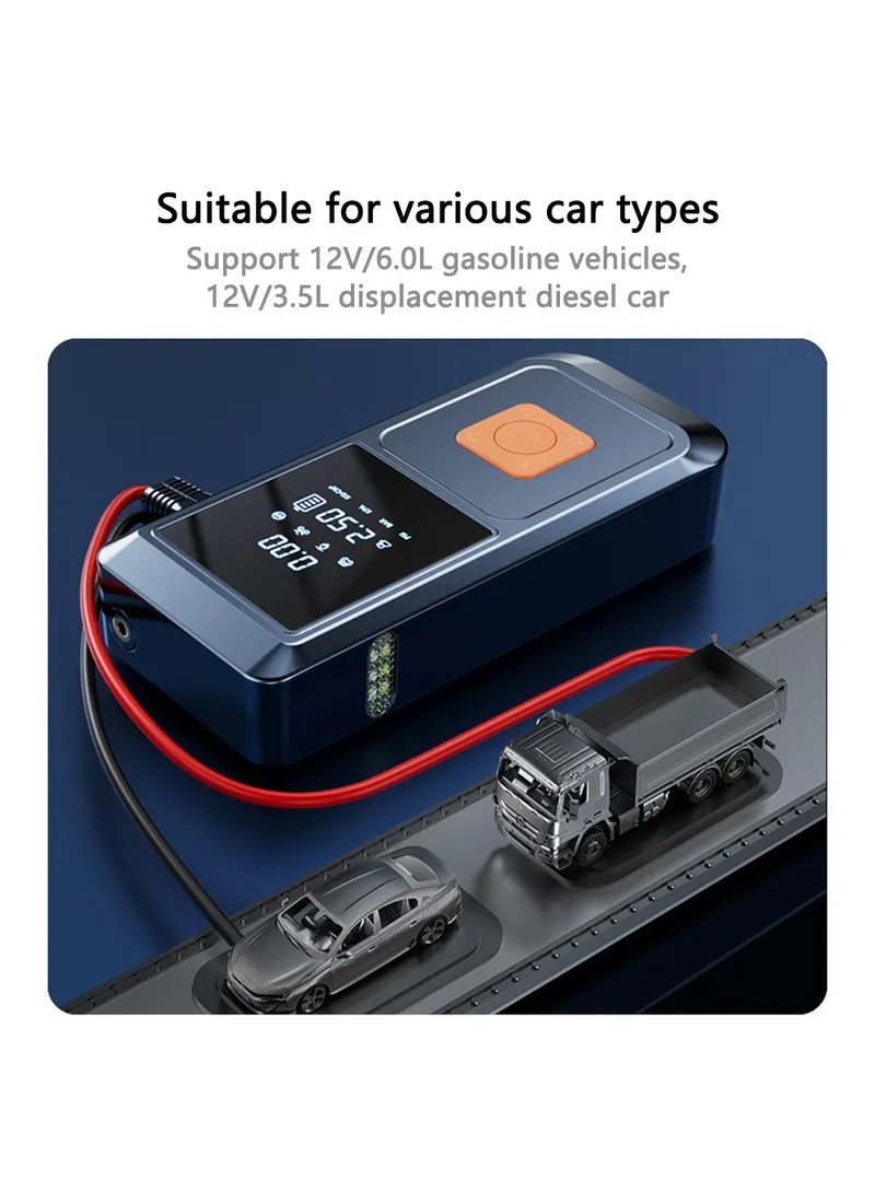 4-in-1 Portable Car Pump Inflator Emergency Jump Starter Power Bank with LED Light, Clmap β photo 8