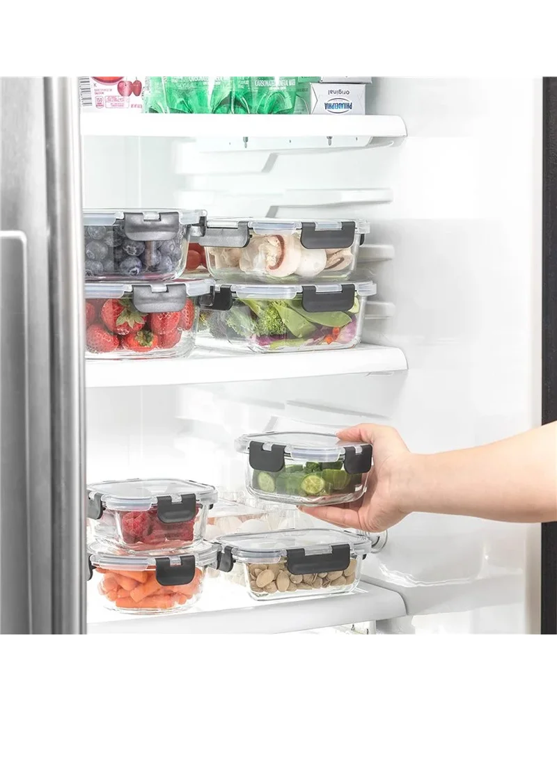 24Pcs Microwave Oven Food Storage Containers Set Borosilicate Glass Fresh Keeping Box - Black β photo 7