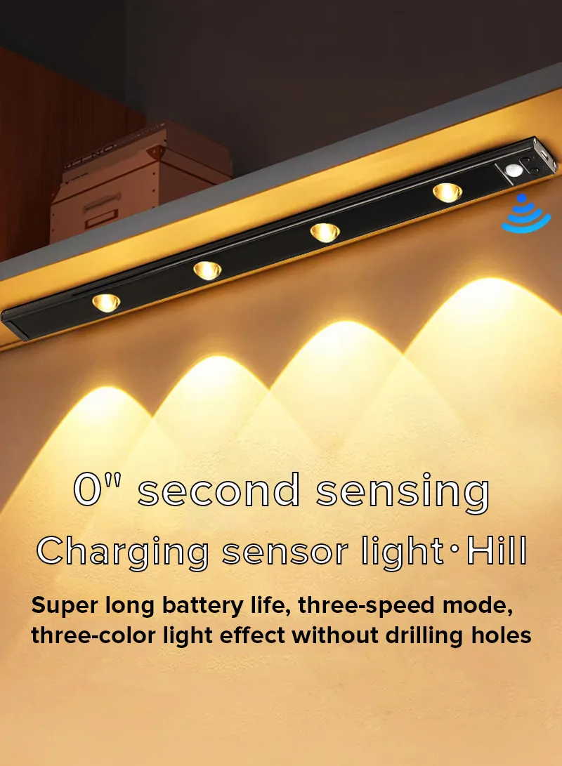 40cm Cat's Eye Under Cabinet Light, 3 LEDs Motion Sensor Closet Lights with Type-C Charging, Ad — photo 2