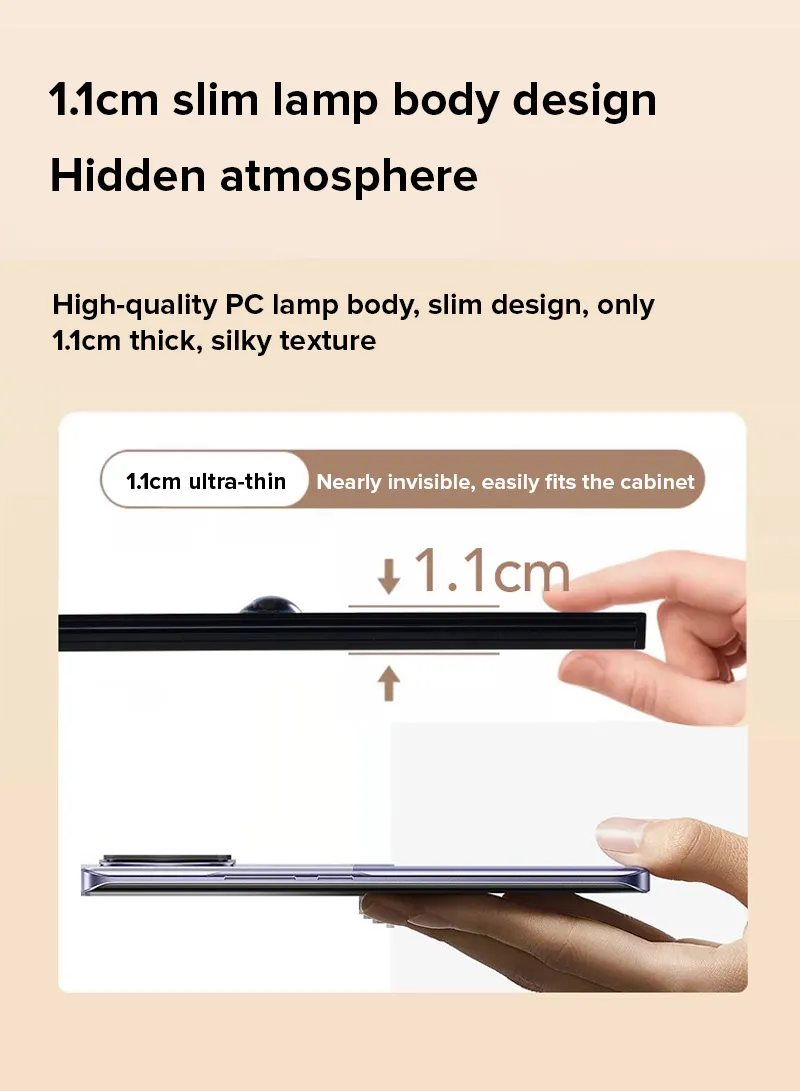 50cm Cat's Eye Under Cabinet Light, 4 LEDs Motion Sensor Closet Lights with Type-C Charging, Ad β photo 9