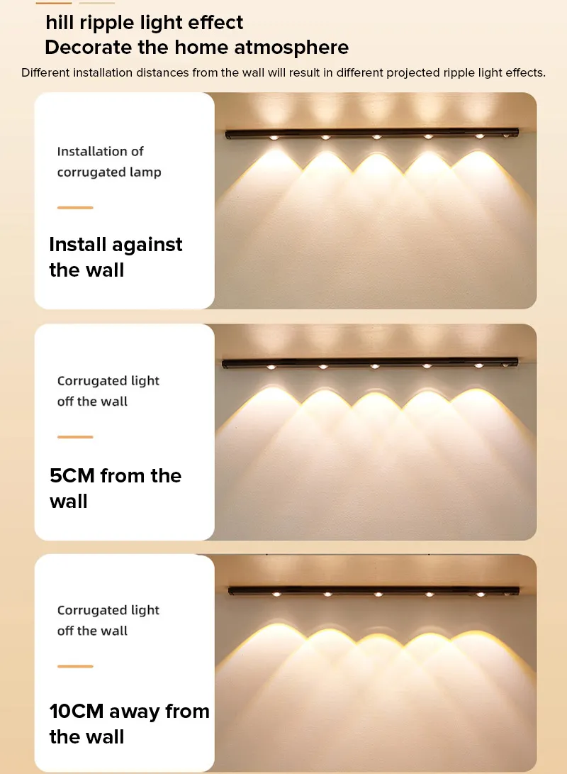 50cm Cat's Eye Under Cabinet Light, 4 LEDs Motion Sensor Closet Lights with Type-C Charging, Ad β photo 4