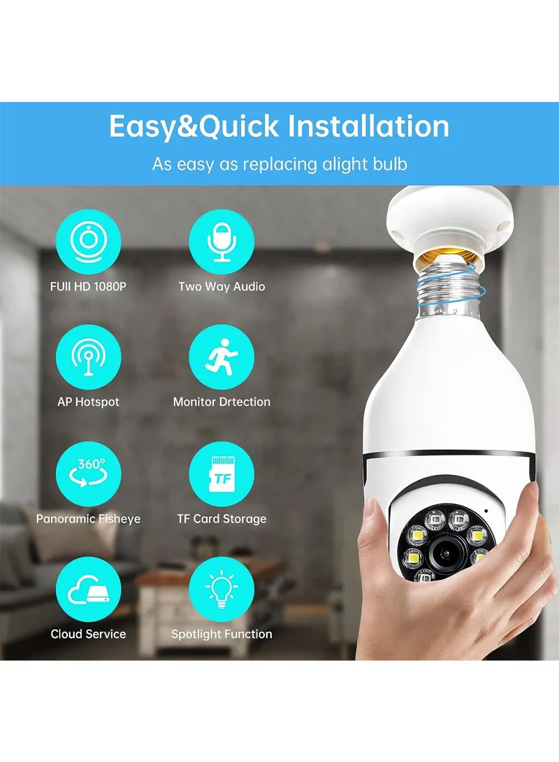 WiFi IP PTZ Camera, E27 Camera With Color Night Vision, 2-Way Talk, Motion Tracking & Picture P — photo 2