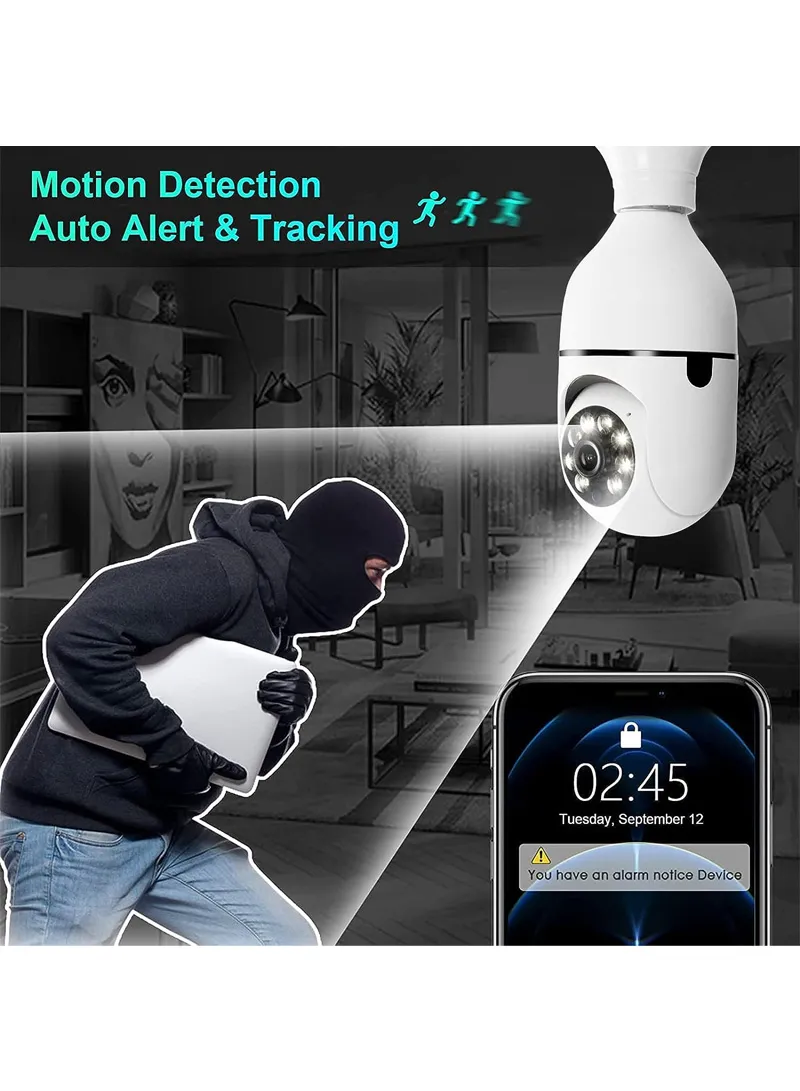 WiFi IP PTZ Camera, E27 Camera With Color Night Vision, 2-Way Talk, Motion Tracking & Picture P — photo 3