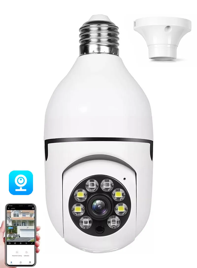 WiFi IP PTZ Camera, E27 Camera With Color Night Vision, 2-Way Talk, Motion Tracking & Picture P
