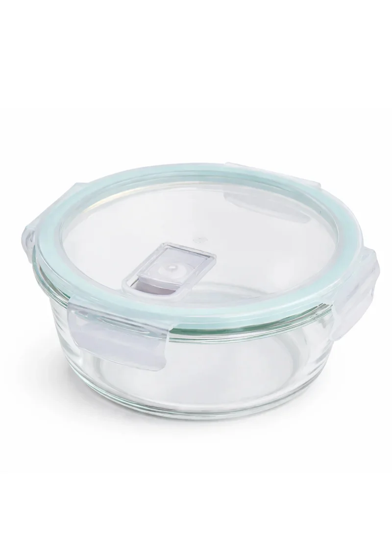 3-Pieces Heat-Resistant Round Borosilicate Glass Food Storage Containers Set - Blue — photo 8