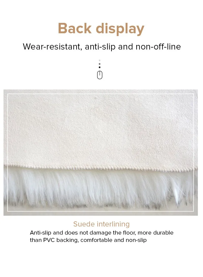 120x180cm Anti-Slip Modern Shaggy Mat With Long Hair - Beige — photo 3