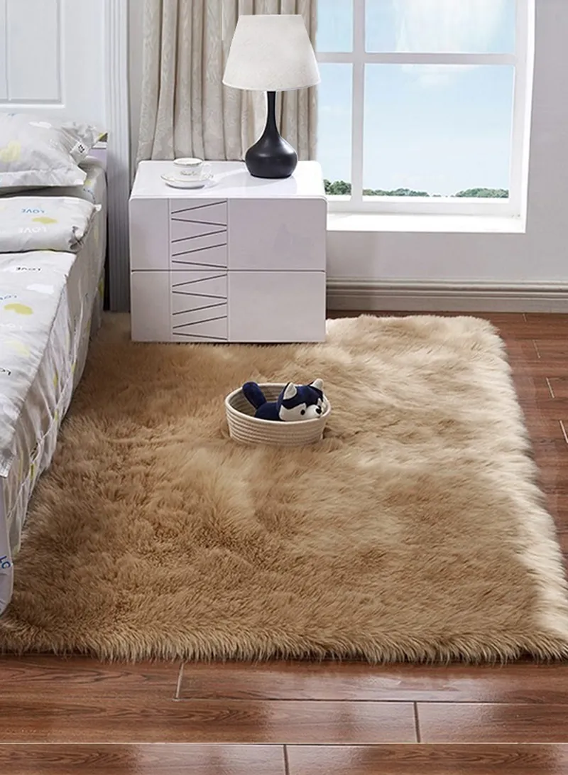 120x180cm Anti-Slip Modern Shaggy Mat With Long Hair - Beige