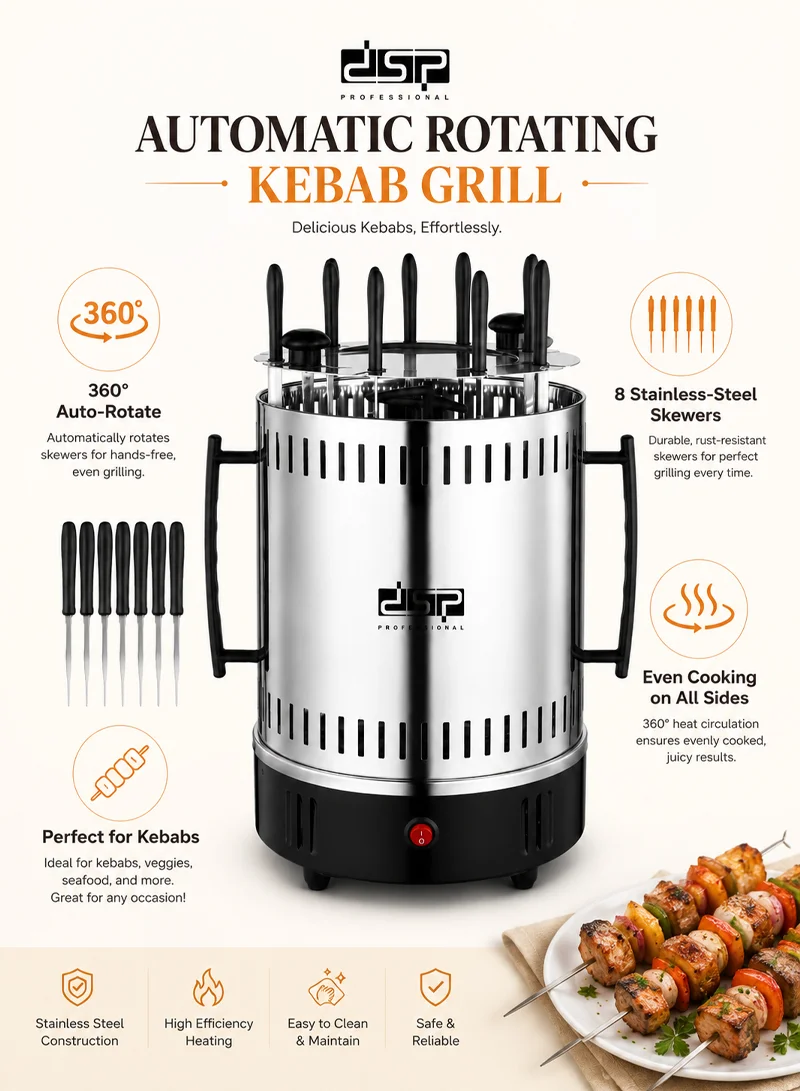 Stainless Steel Electric Barbecue Grill 360° Auto-rotate With 16 Skewers — photo 8