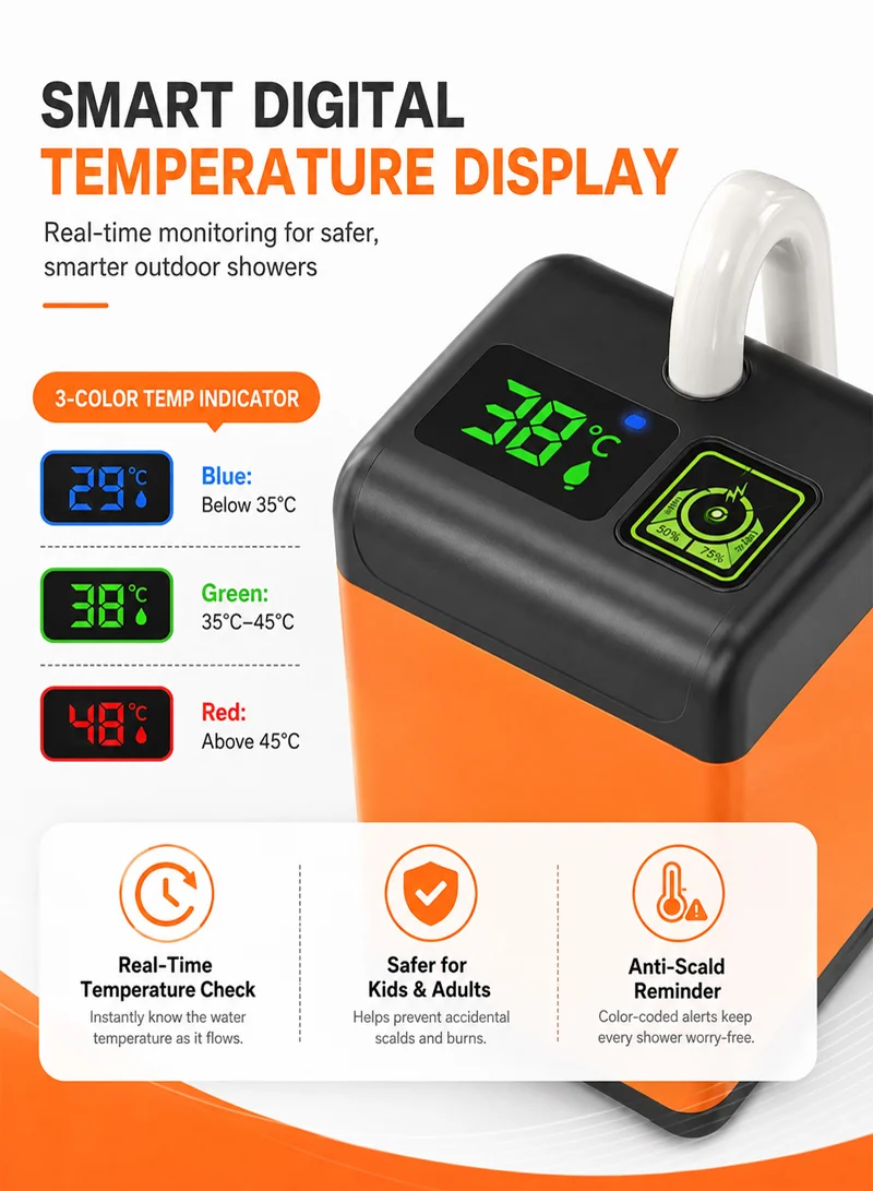 Portable Electric Shower Pump Outdoor Camping Shower Waterproof with Digital Display 7800mAh Ou — photo 3
